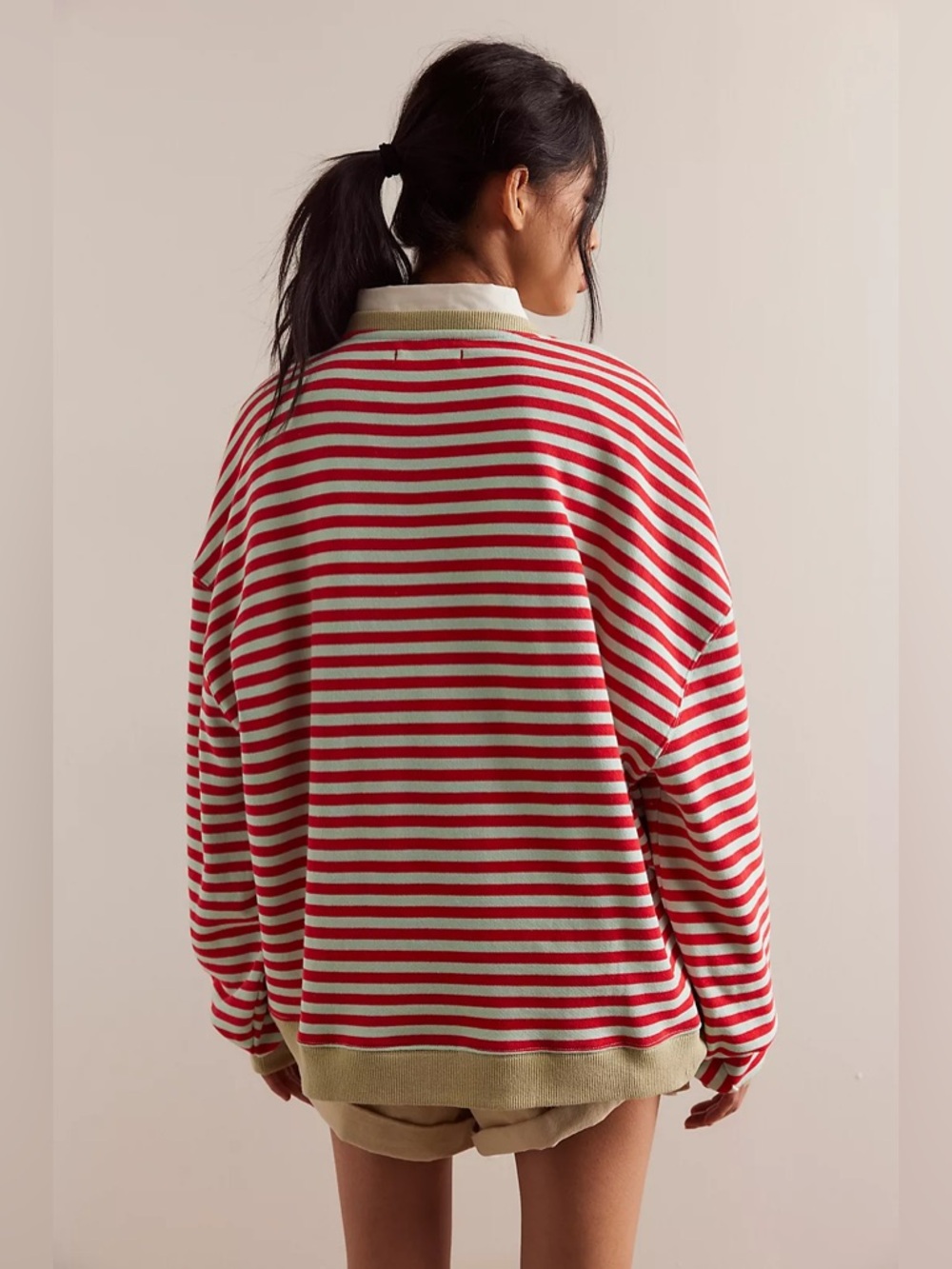 (FP-28) Free People We The Free Classic Striped Oversized Crewneck - Picture 2 of 2